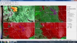 4 panel radar of the cell at roughly the moment of the brief spinup tornado.