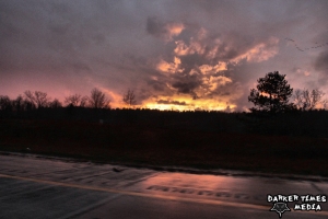 Sunset on I-69 behind the storms near Olivet, MI
